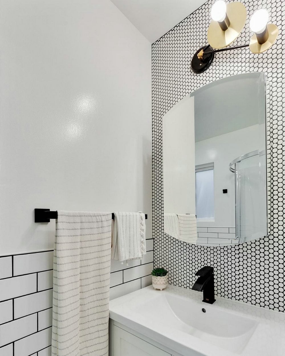 black tile with white grout