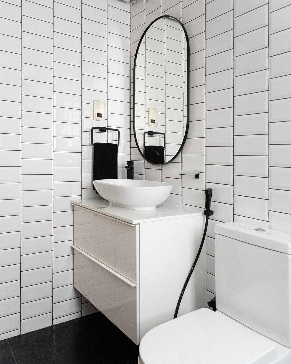 colored grout white tile