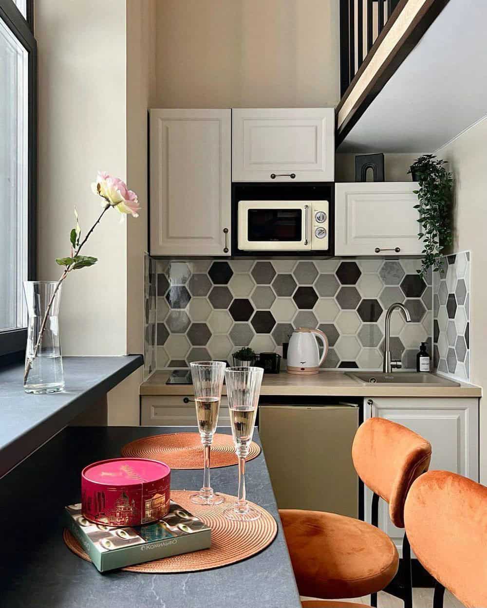 kitchen with feature wall