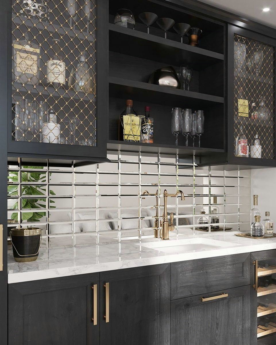 horizontal stacked subway tile kitchen