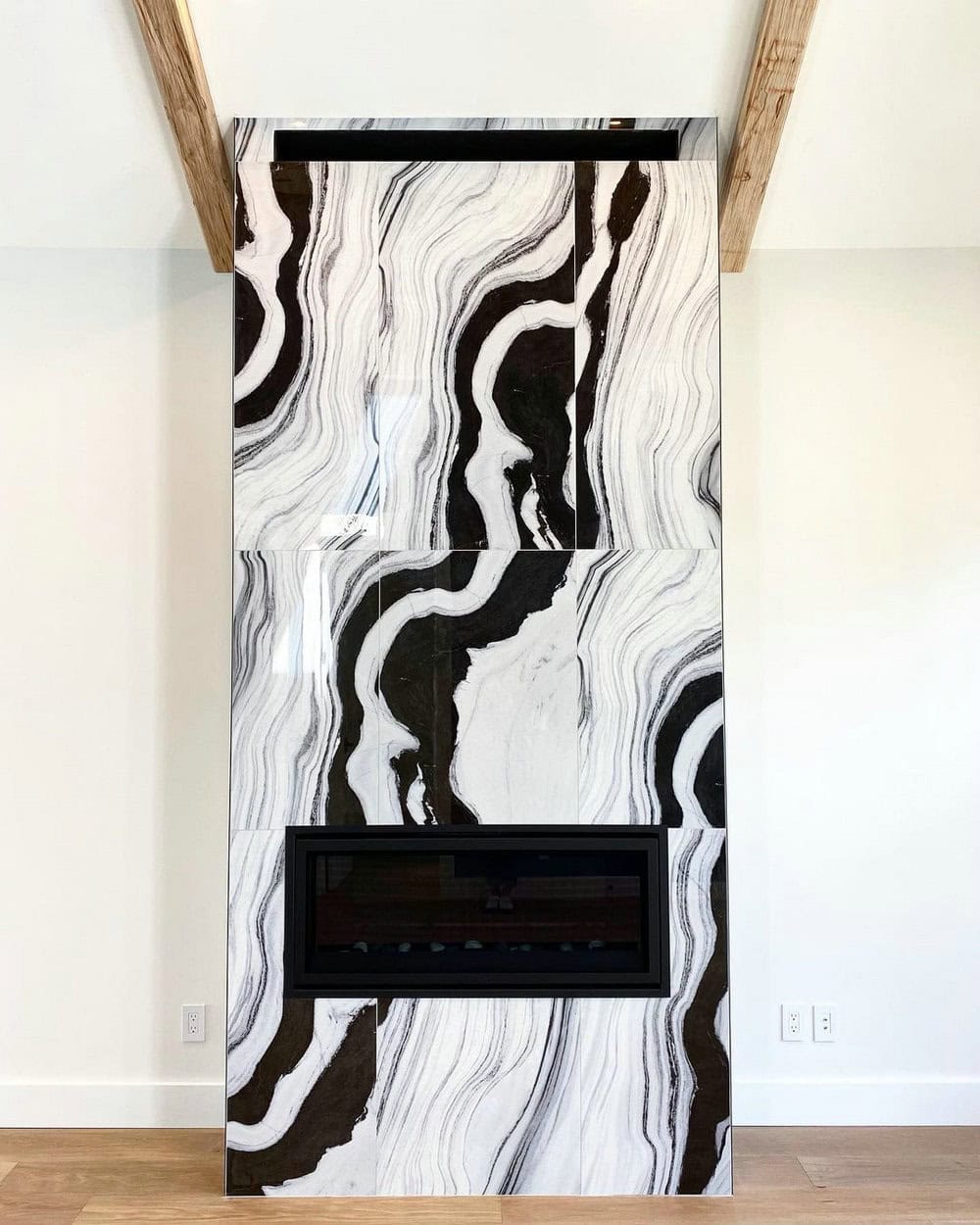 black white fireplace