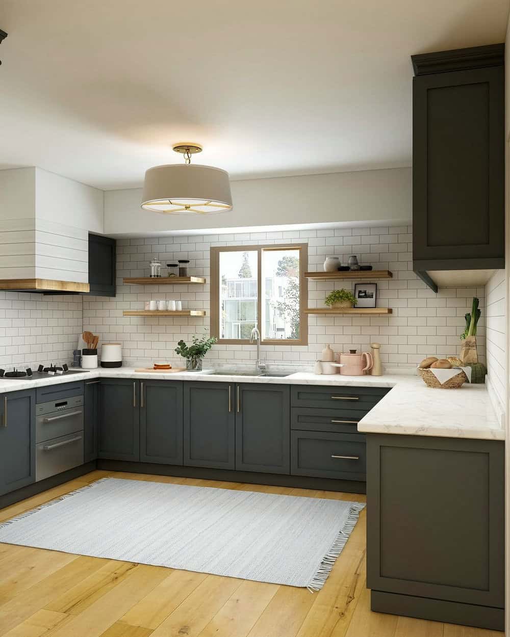 gray cabinets white counters