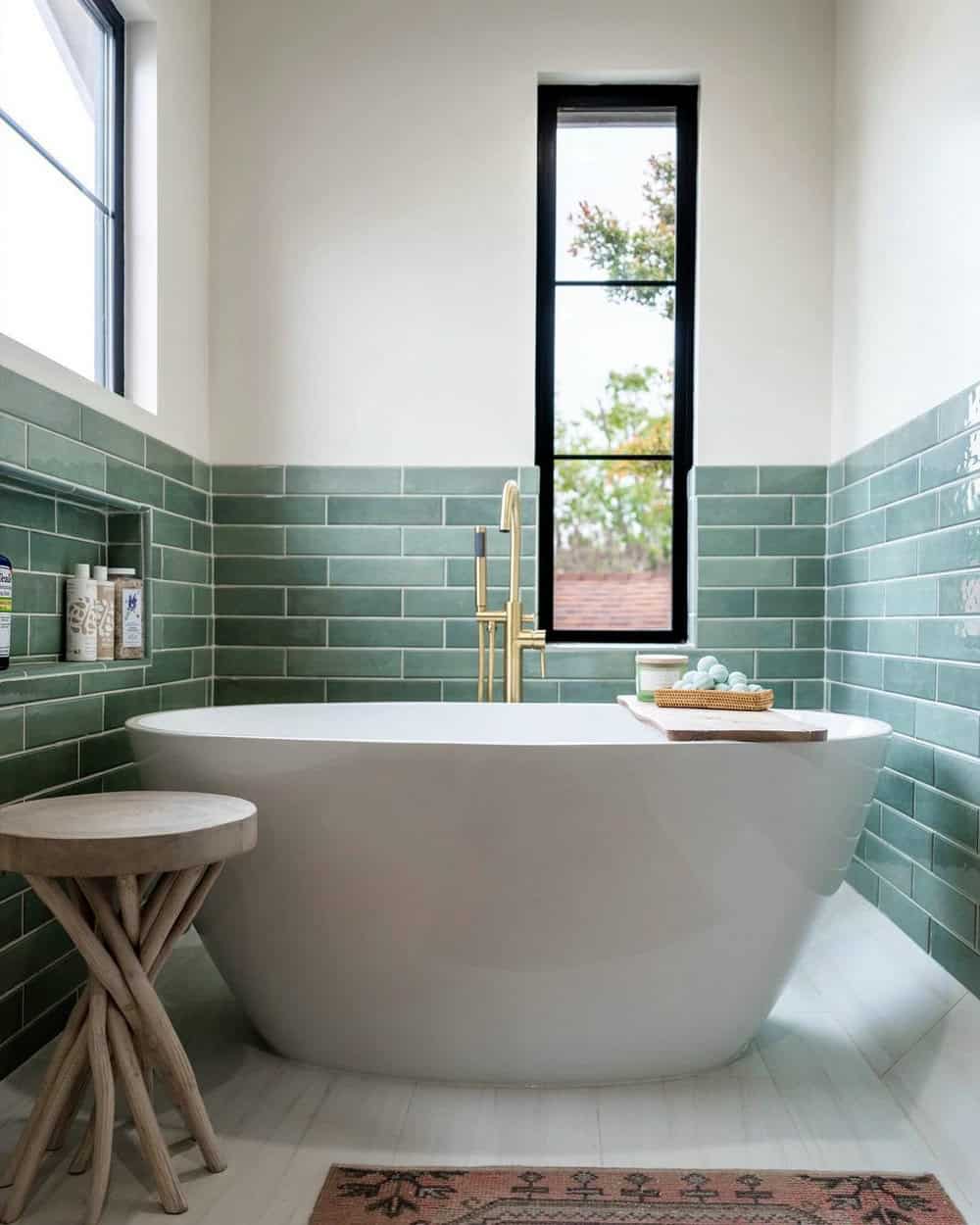 freestanding tub with tile surround