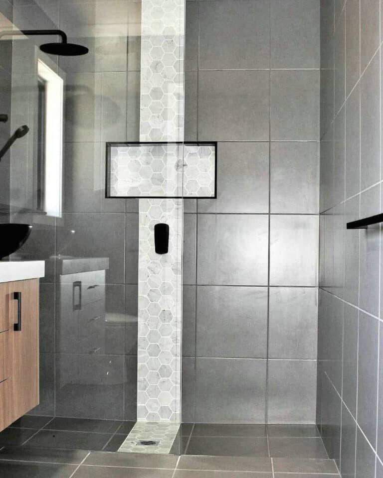 waterfall shower tile design feature