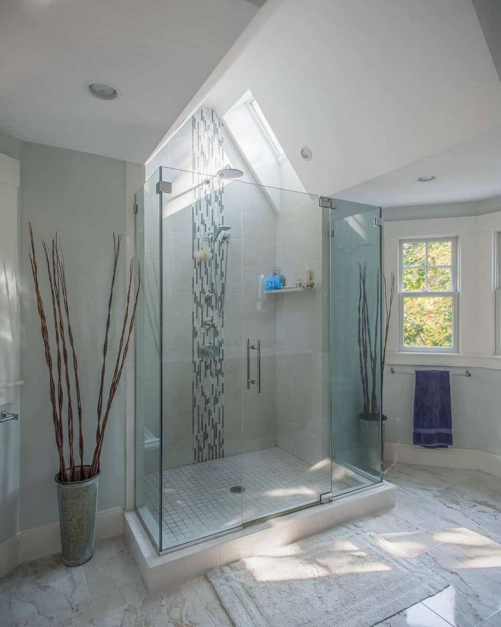 waterfall accent tile in shower