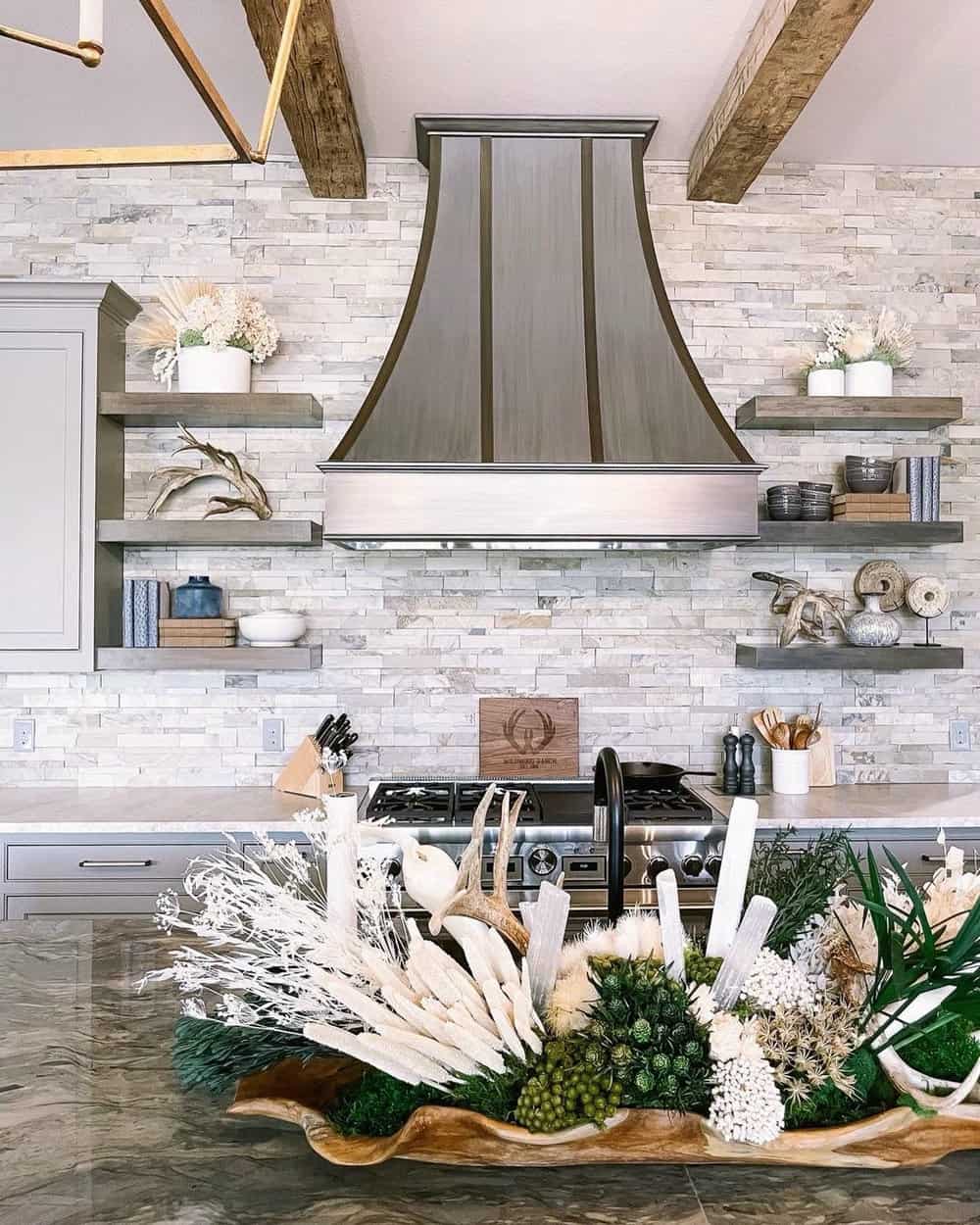 gray backsplash in kitchen