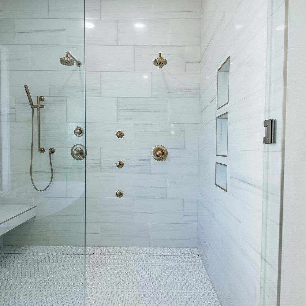 shower staggered 12x24 tile patterns