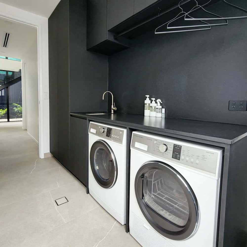 blue and white laundry rooms