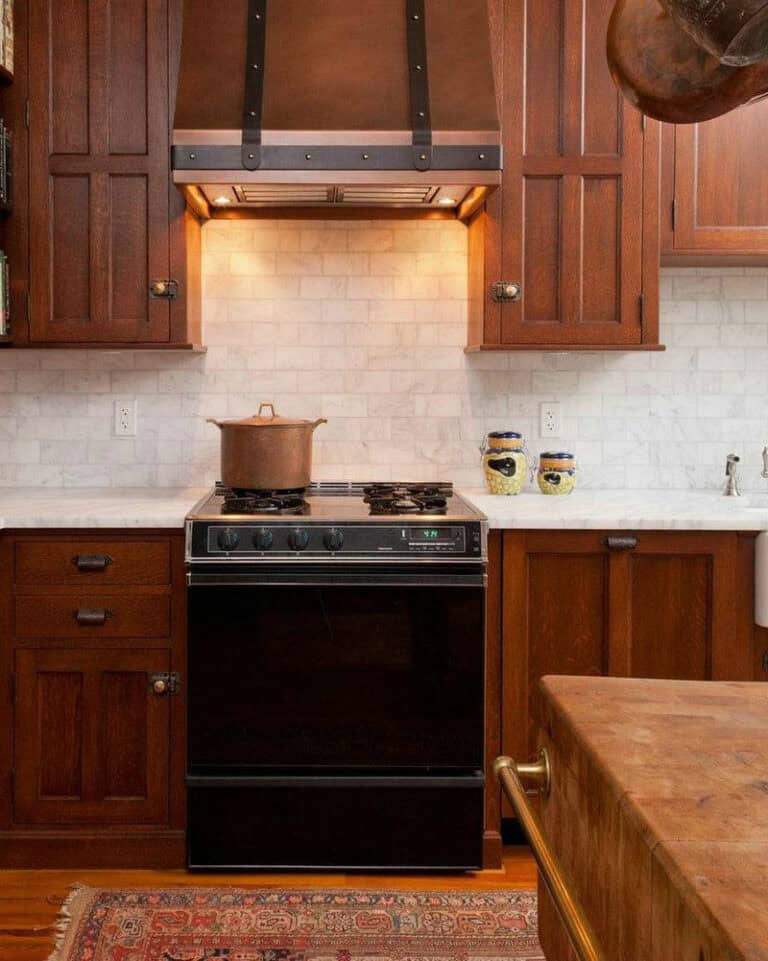 backsplash ideas with cherry cabinets feature