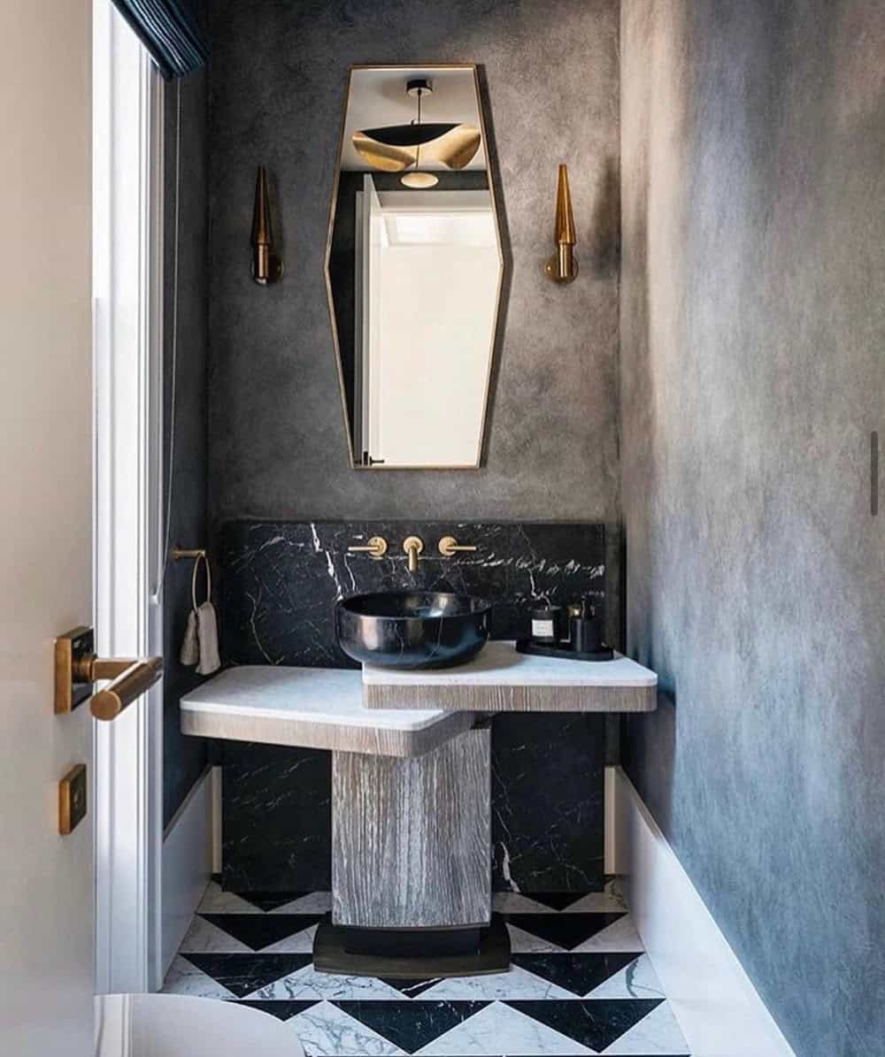 black vanity powder room