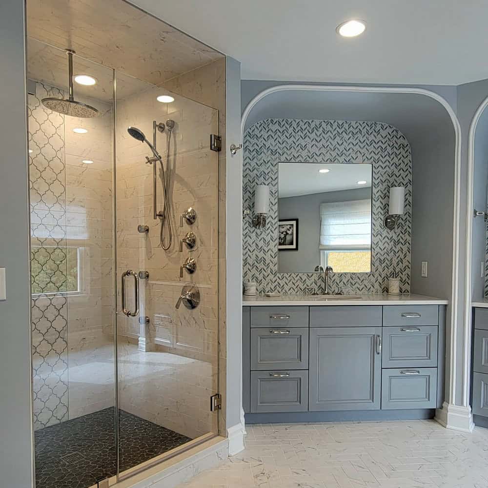 small bathroom ideas with gray vanity