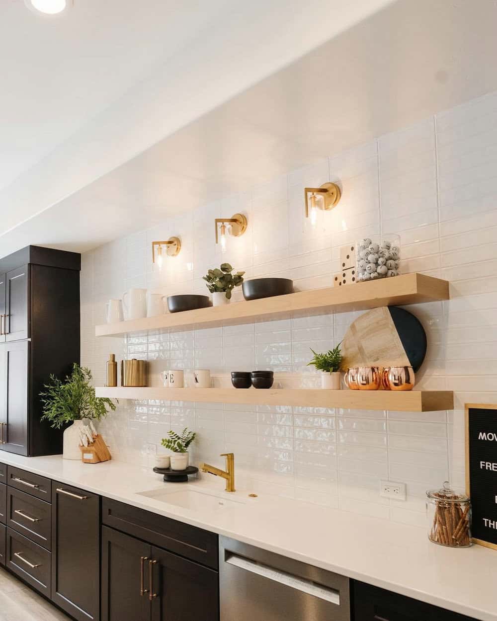 white subway tile backsplash with white grout