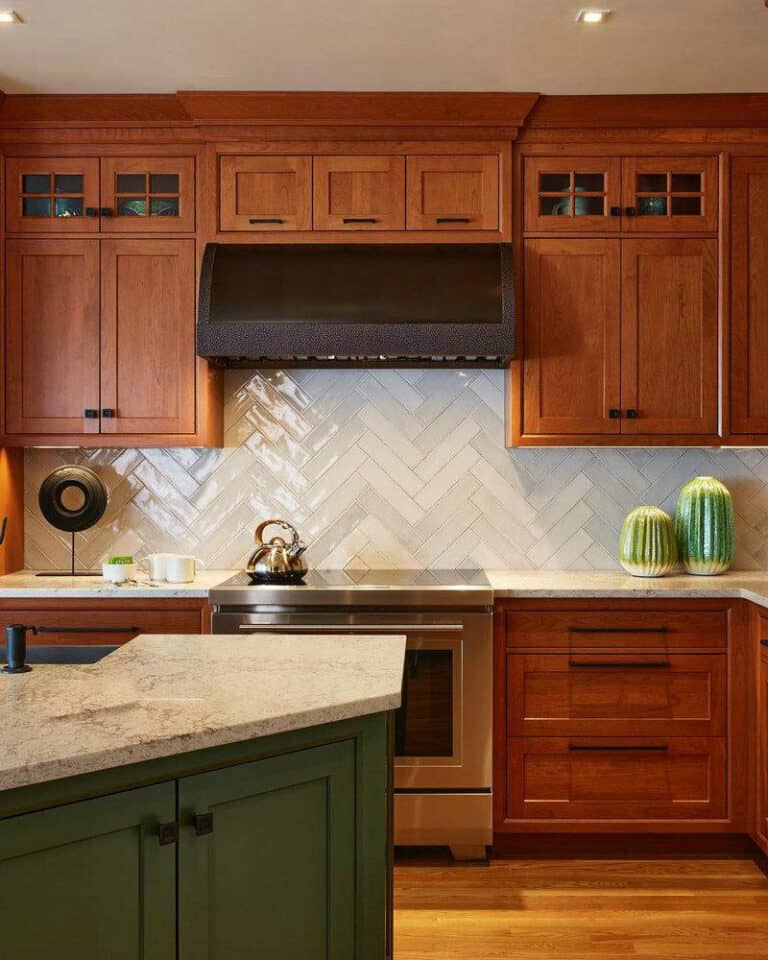 kitchen backsplash ideas cherry cabinets feature