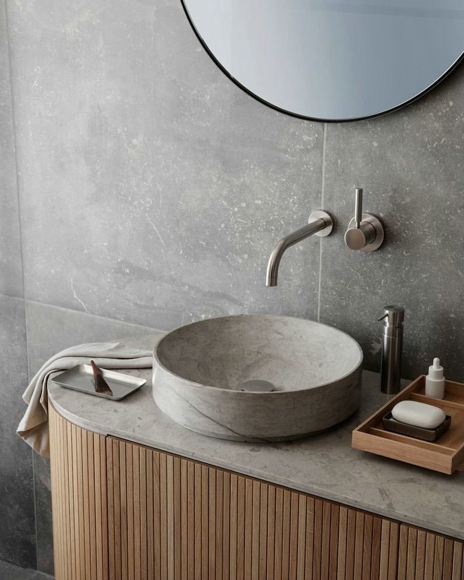 bathrooms with grey vanity