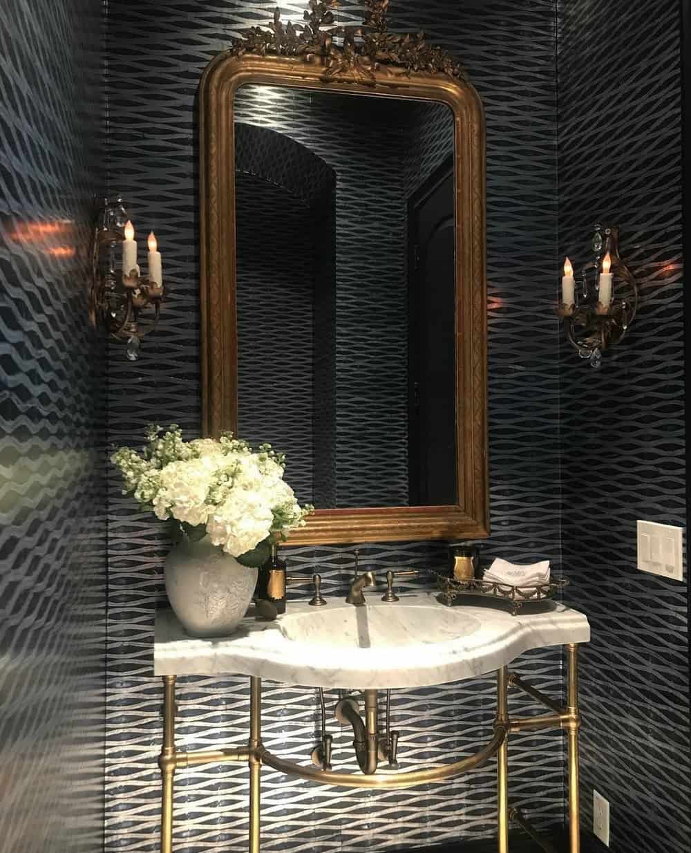 black powder room vanity