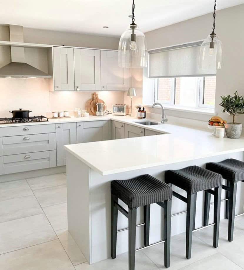 grey cabinets white counter