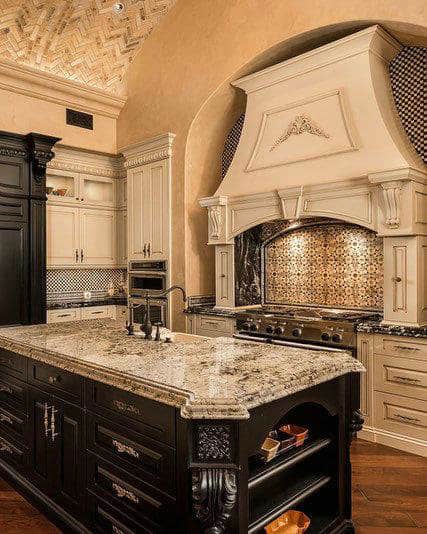 dark cabinets light granite feature