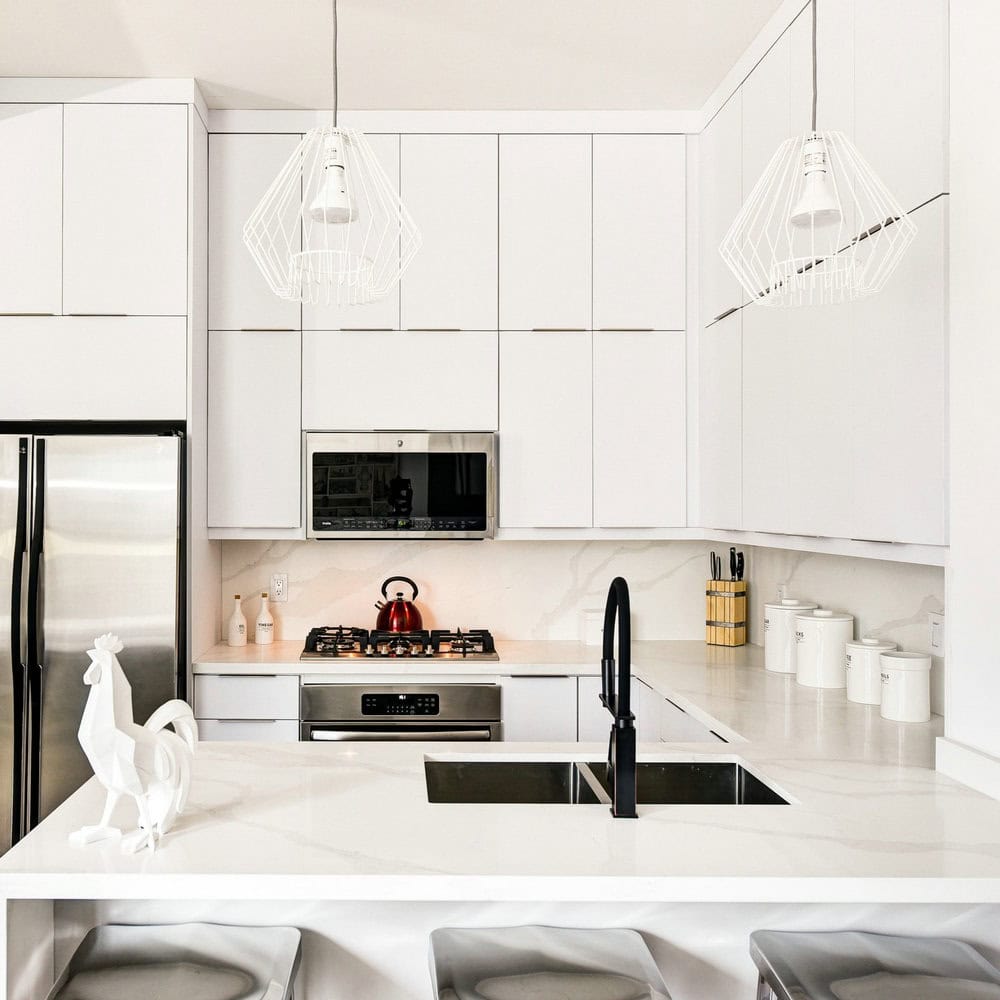 quartz counter and backsplash