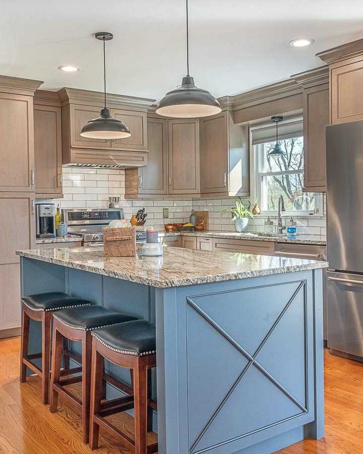 backsplash blue dunes granite kitchen