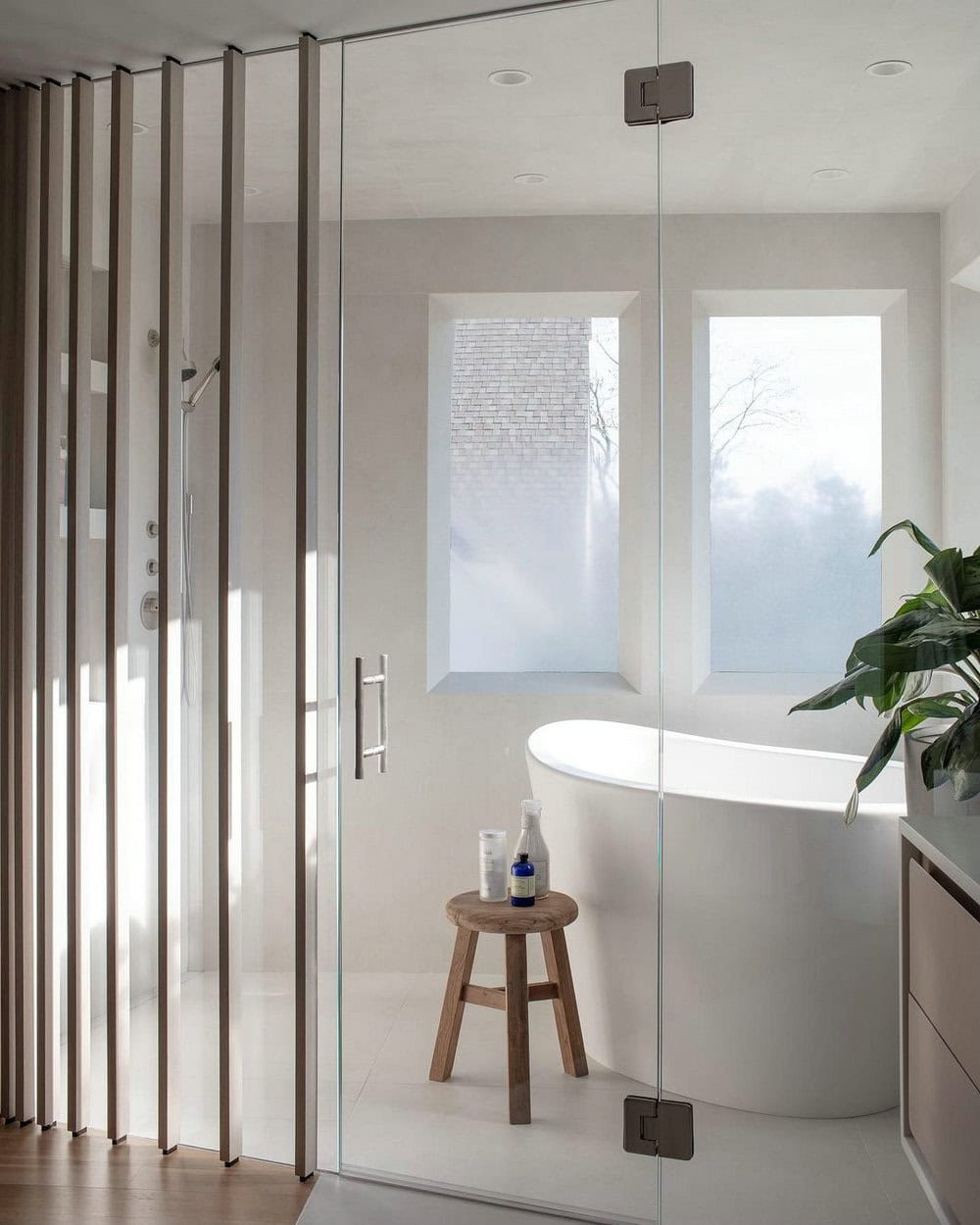 bathtub inside shower area