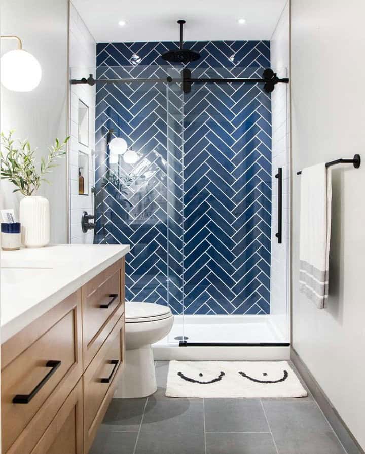 powder room tile accent wall