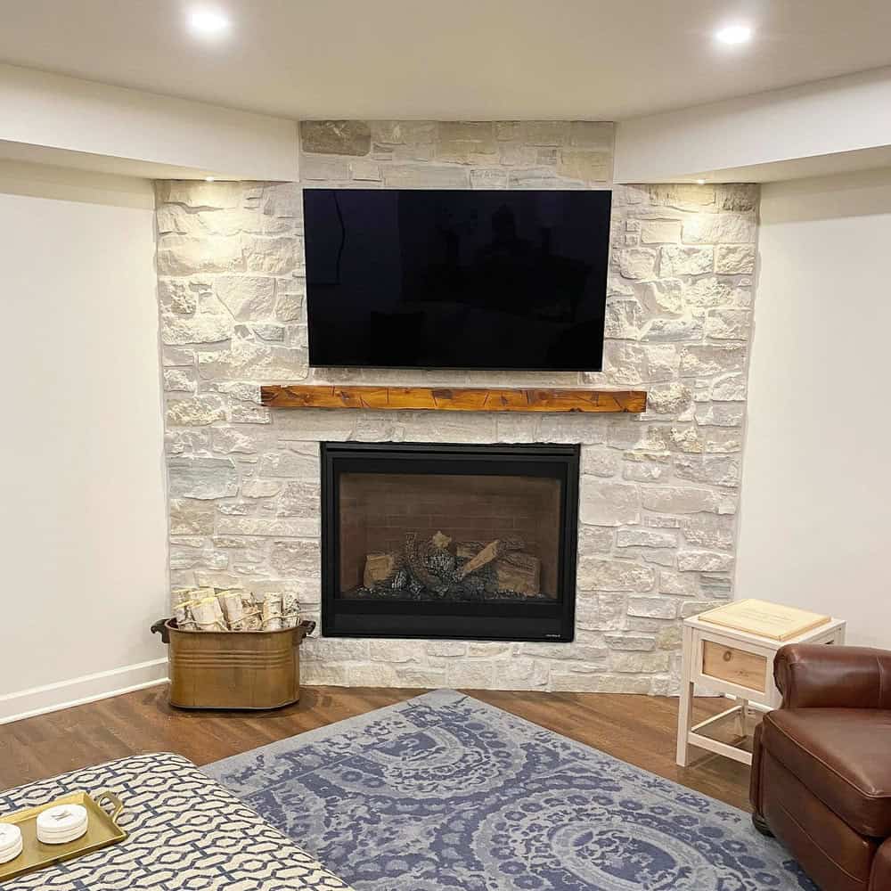 basement tv wall ideas with fireplace