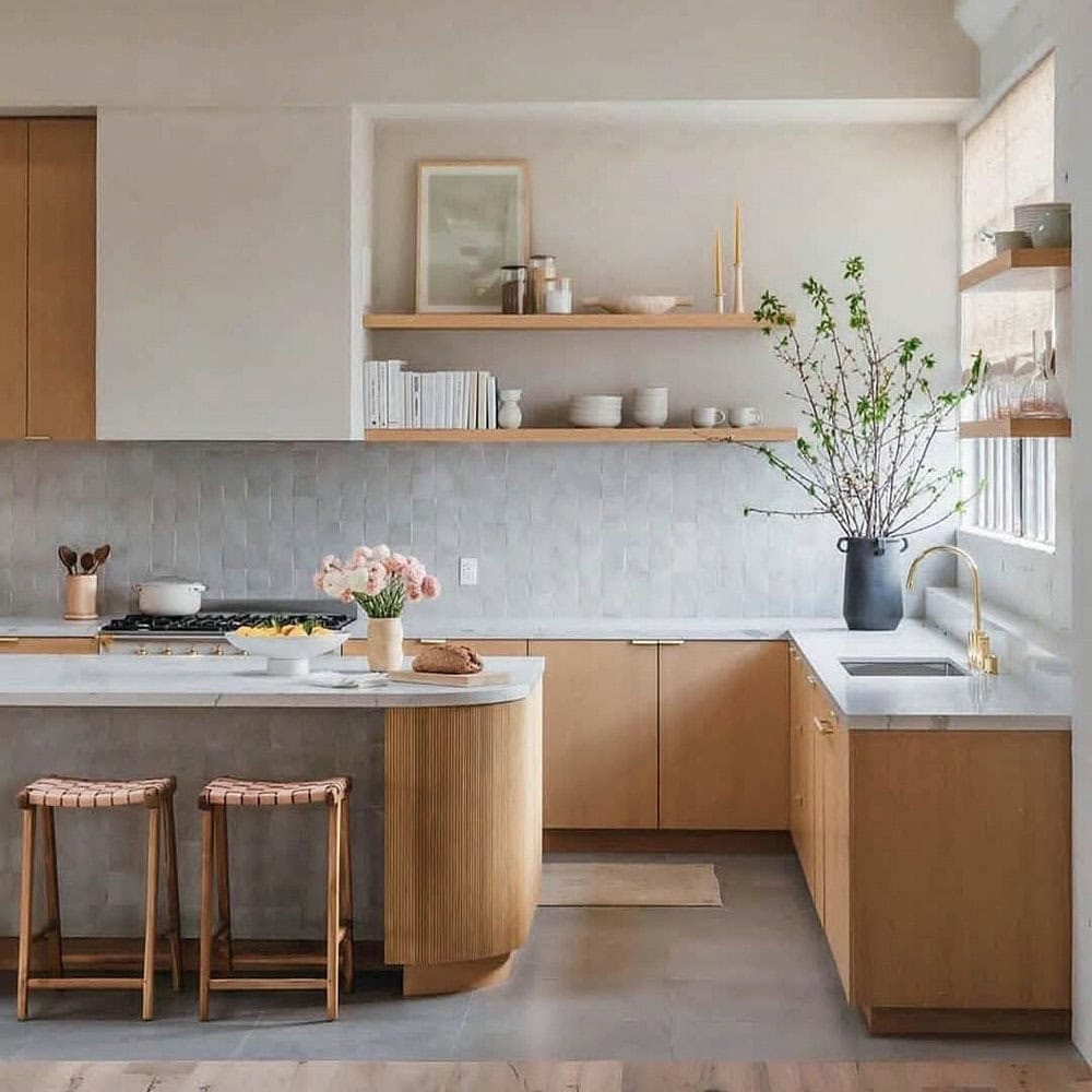 light brown cabinets with backsplash