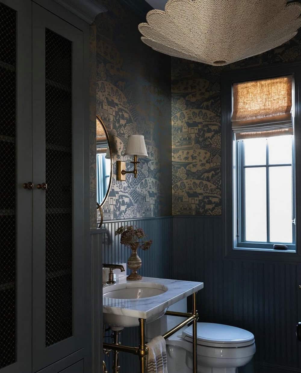 tiled wall powder room