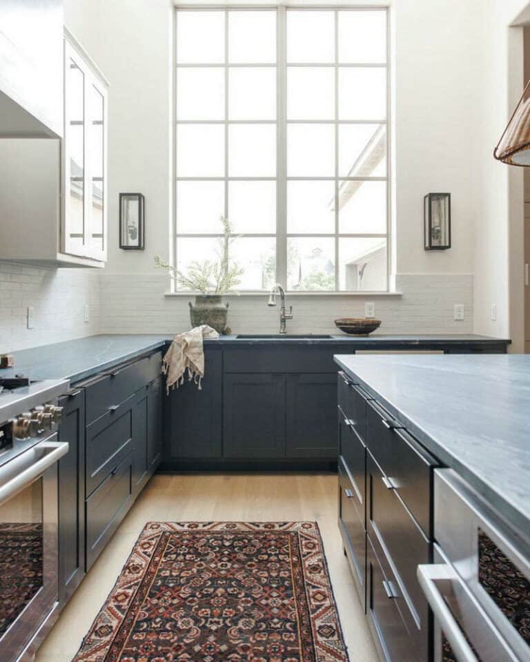 backsplash for navy blue cabinets feature