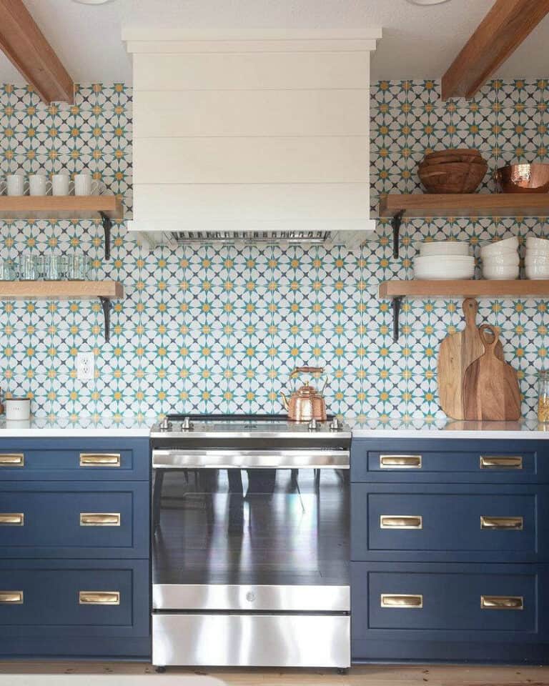 blue cabinets backsplash ideas feature