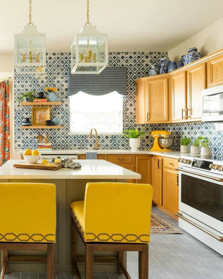 backsplash for honey oak cabinets feature