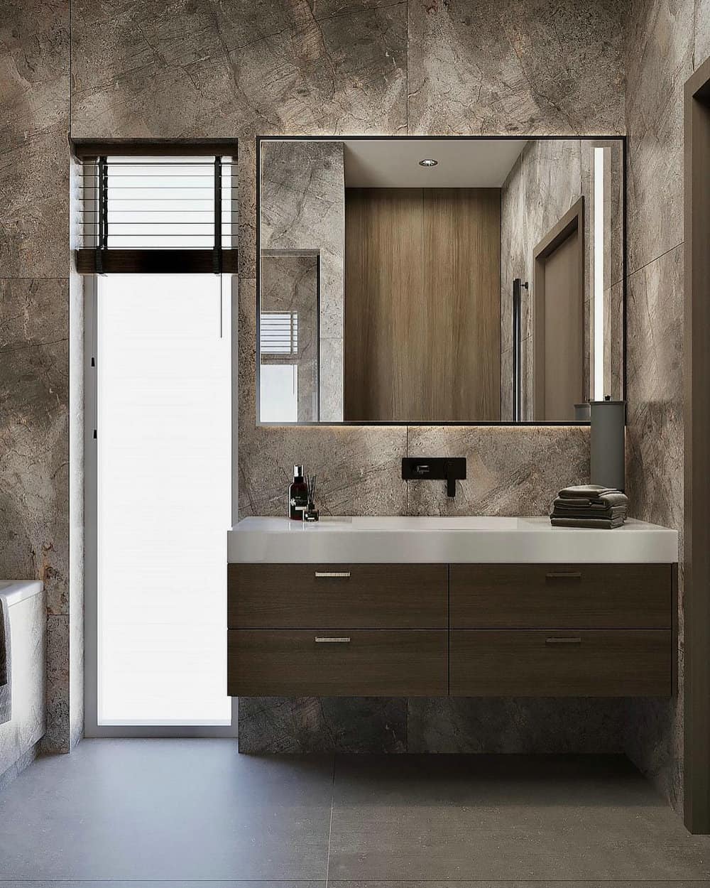 grey brown bathroom