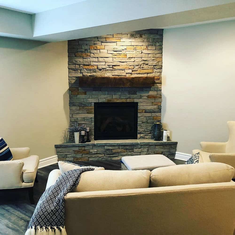 basement corner fireplace