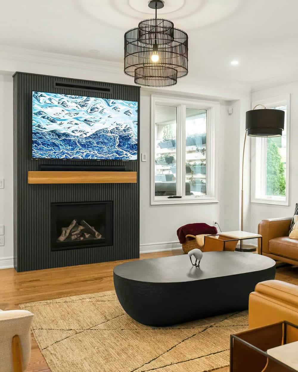 all black fireplace