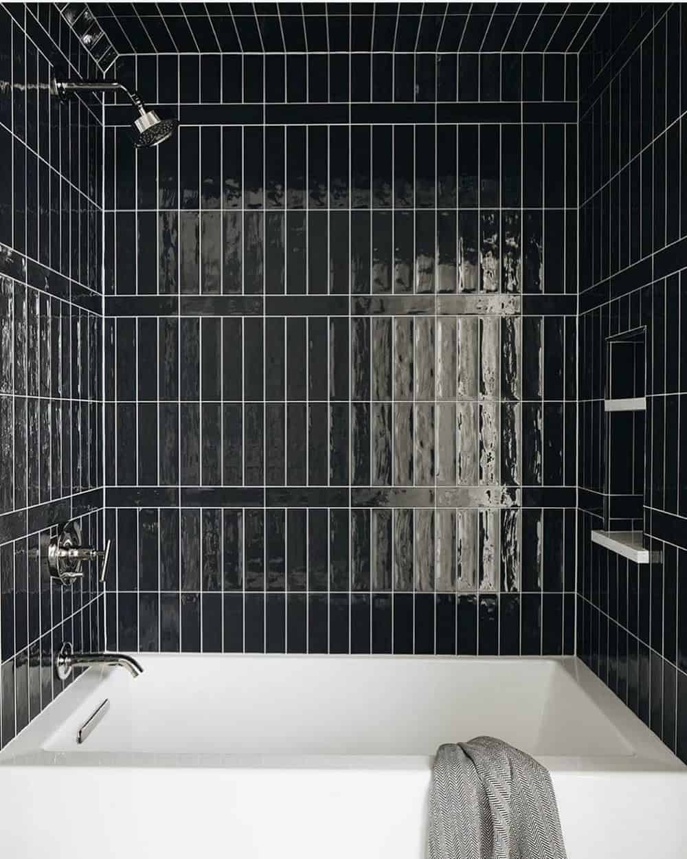 black shower floor tile ideas