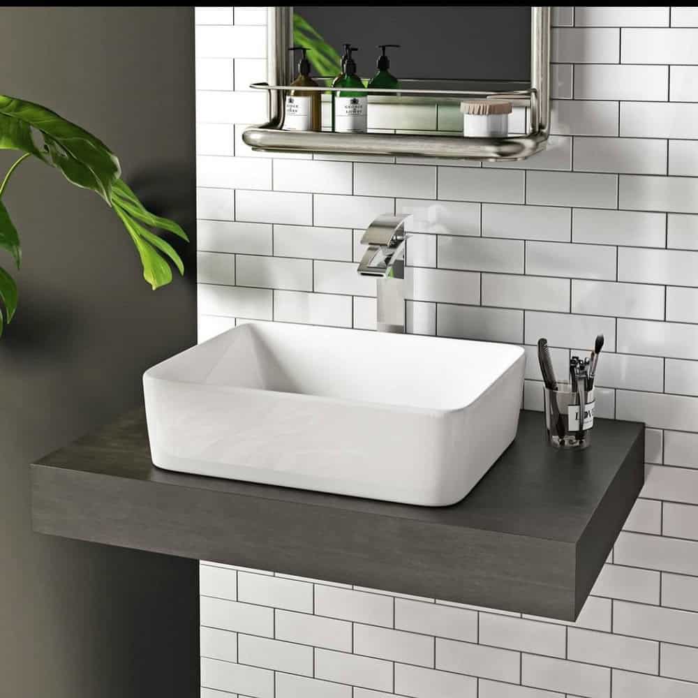 black subway tile white grout