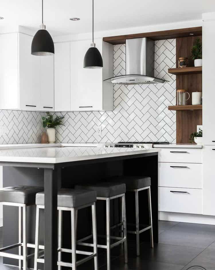 white cabinets backsplash