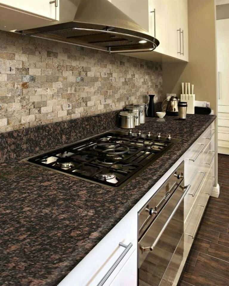 backsplash that goes with brown granite feature