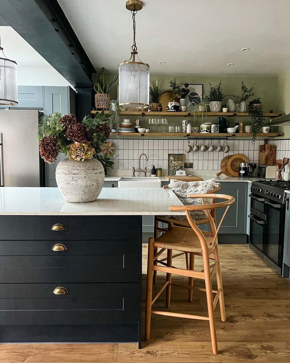 grey kitchen cabinets white countertops