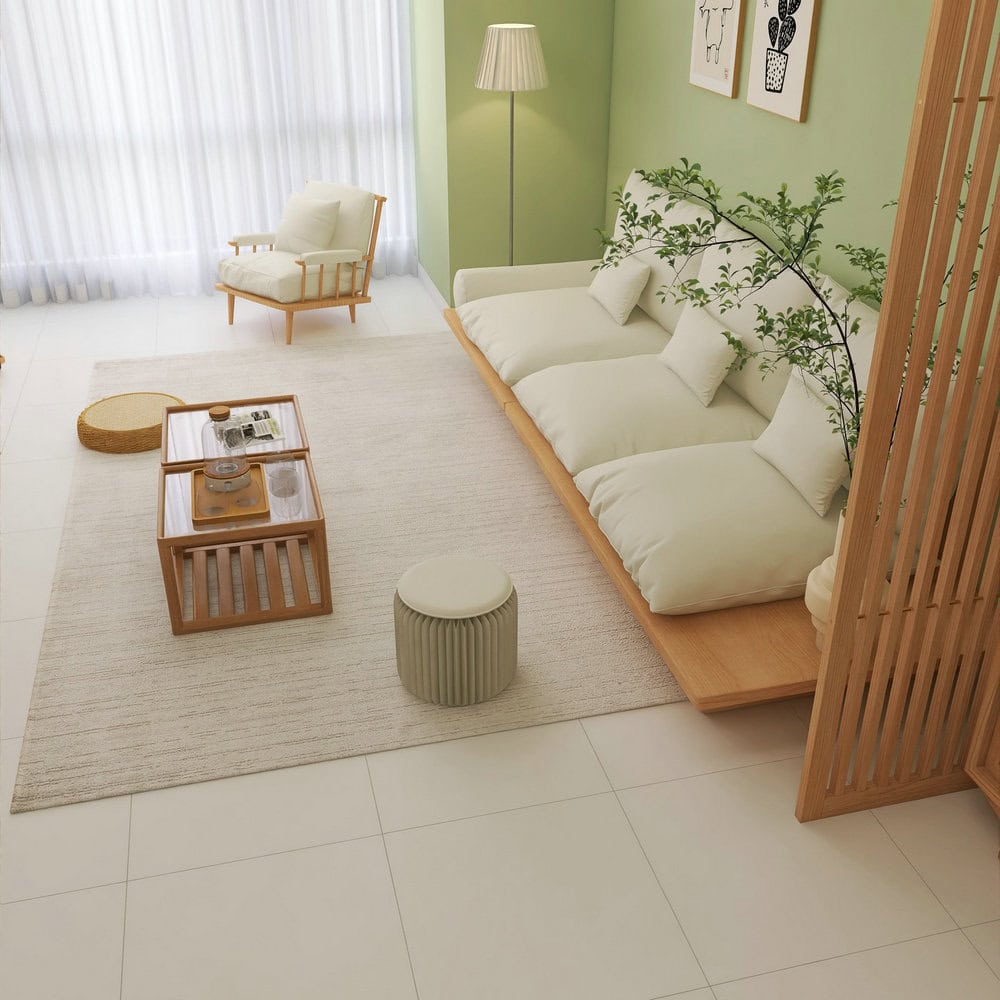 white tile with grey grout floor