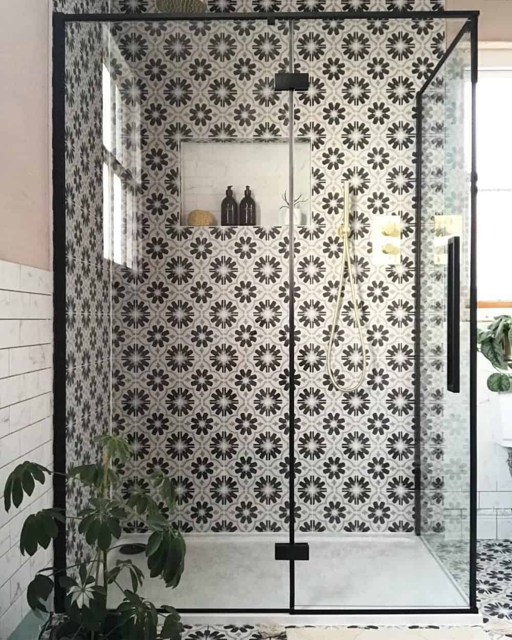 black shower tile designs