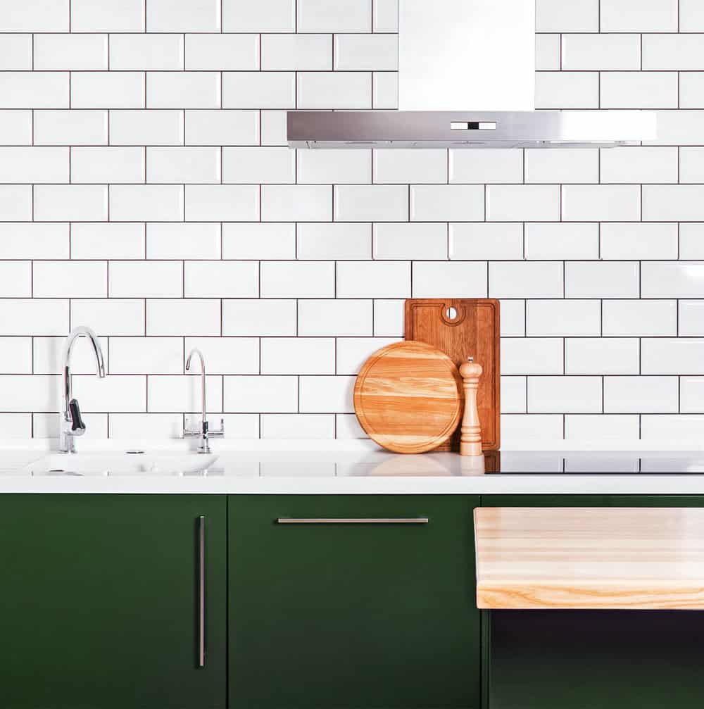 dark grout white subway tile