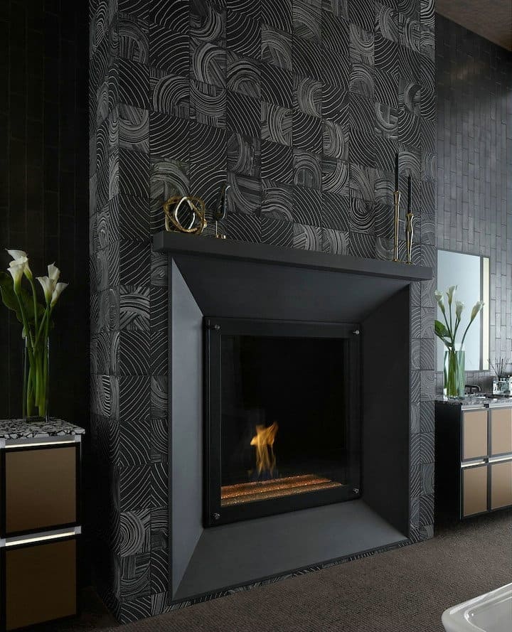 black fireplace modern