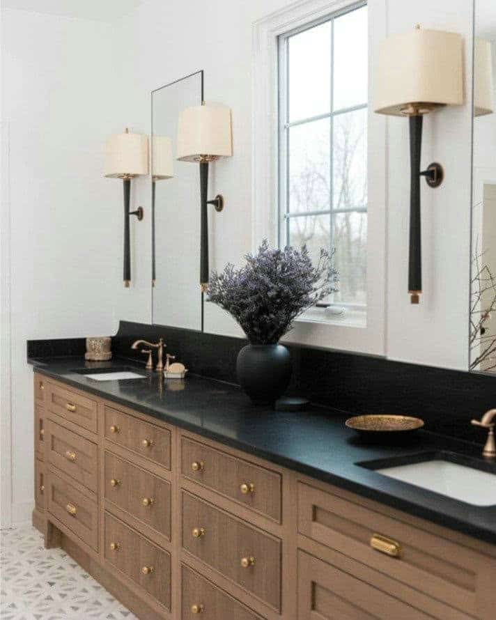 cabinet colors with black countertops feature