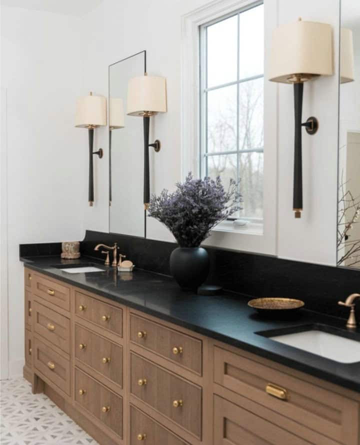 cabinet colors with black countertops