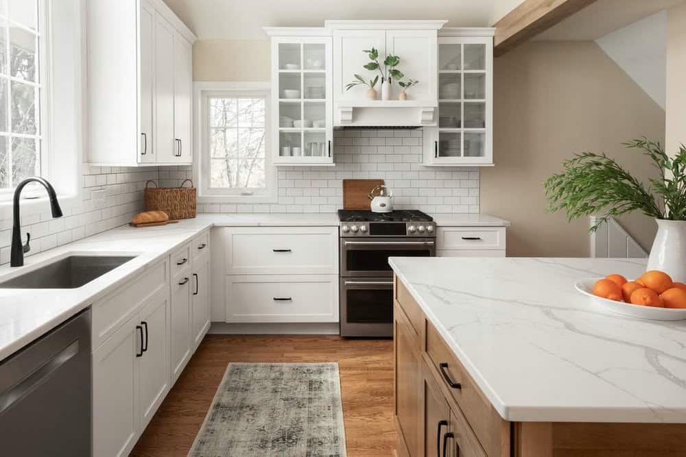 Extensive White Kitchen with Hardwood Floor