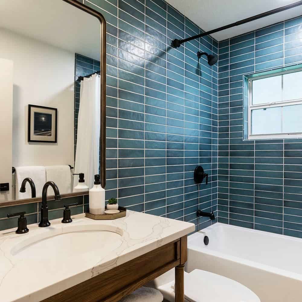 blue and gray bathrooms