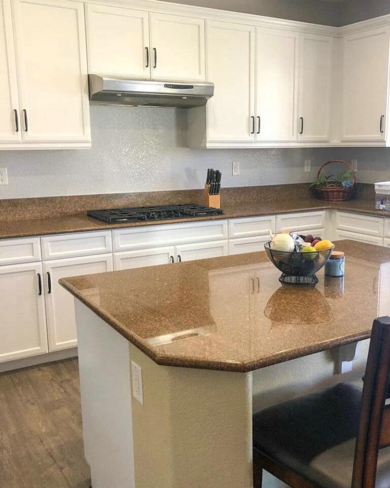 cabinet colors with brown granite feature