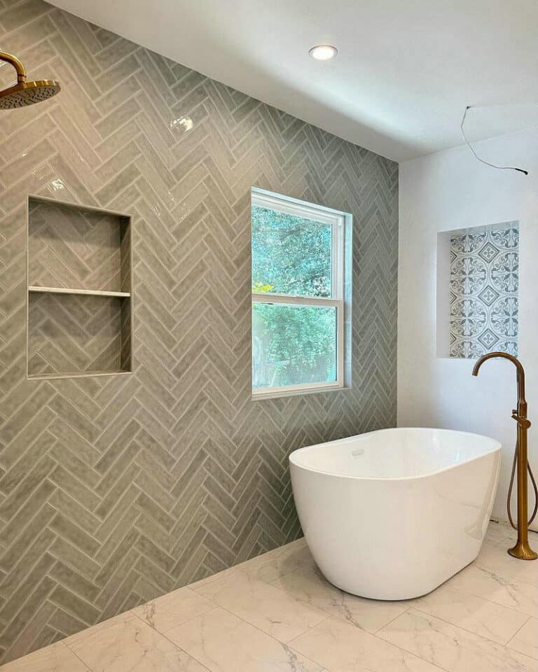 tile accent wall in shower feature