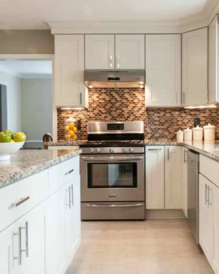 st cecilia granite with white cabinets feature